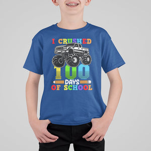 100th Day Of School T Shirt For Kid I Crushed 100 Days Monster Truck TS09 Royal Blue Printyourwear