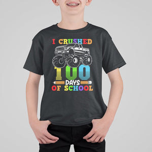 100th Day Of School T Shirt For Kid I Crushed 100 Days Monster Truck TS09 Black Printyourwear