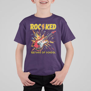 100th Day Of School T Shirt For Kid I Rocked 100 Days Funny Rock Lover Guitar TS09 Purple Printyourwear