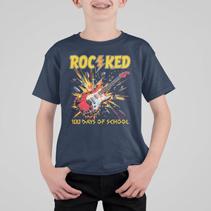 100th Day Of School T Shirt For Kid I Rocked 100 Days Funny Rock Lover Guitar TS09 Navy Printyourwear