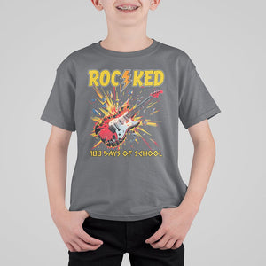 100th Day Of School T Shirt For Kid I Rocked 100 Days Funny Rock Lover Guitar TS09 Charcoal Printyourwear