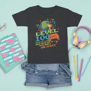 100th Day Of School T Shirt For Kid Level 100 Days Have Been Out Of This World Unlocked Gamer Outer Space TS09 Black Printyourwear