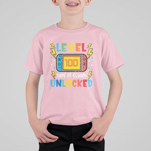 100th Day Of School T Shirt For Kid Level 100 Days Unlocked Video Game Funny Gamer TS09 Light Pink Printyourwear