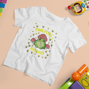 100th Day Of School T Shirt For Kid Time Flies Frog 100 Days TS09 White Printyourwear