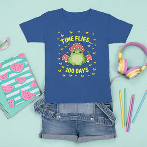 100th Day Of School T Shirt For Kid Time Flies Frog 100 Days TS09 Royal Blue Printyourwear