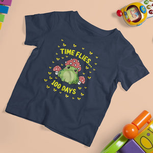 100th Day Of School T Shirt For Kid Time Flies Frog 100 Days TS09 Navy Printyourwear