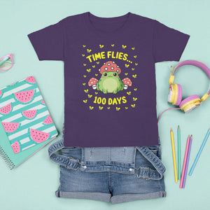 100th Day Of School T Shirt For Kid Time Flies Frog 100 Days TS09 Purple Printyourwear
