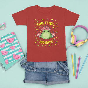 100th Day Of School T Shirt For Kid Time Flies Frog 100 Days TS09 Red Printyourwear