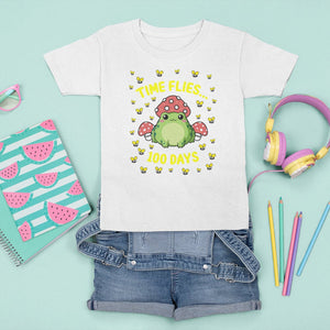 100th Day Of School T Shirt For Kid Time Flies Frog 100 Days TS09 White Printyourwear