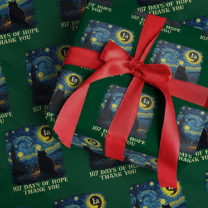 107 Days of Hope Thank You Kamala Wrapping Paper Roll Cat Starry Night Van Gogh Comma La Harris TS10 Green Print Your Wear