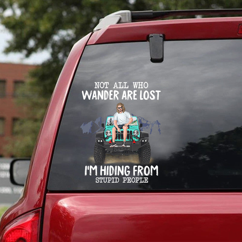 Personalized Jeep Decal Not All Who Wander Are Lost Black CTM 13x13cm Custom - Printyourwear