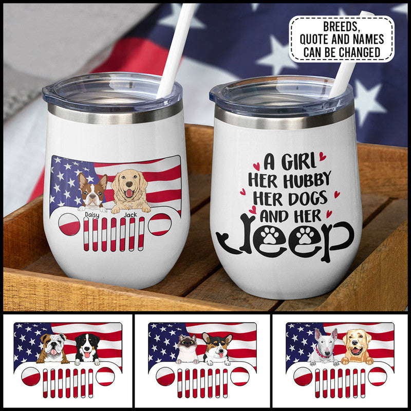 Personalized Jeep Wine Tumbler Dogs and Cats Jeep (No Straw Included) CTM 12 OZ Custom - Printyourwear