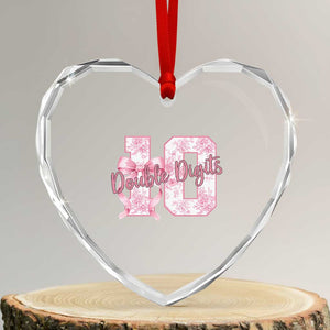 10th Birthday Heart Crystal Glass Ornament Double Digits Pink Coquette Bow 10 Year Old Aesthetic TS11 Transparent Glass 3'' Heart Print Your Wear