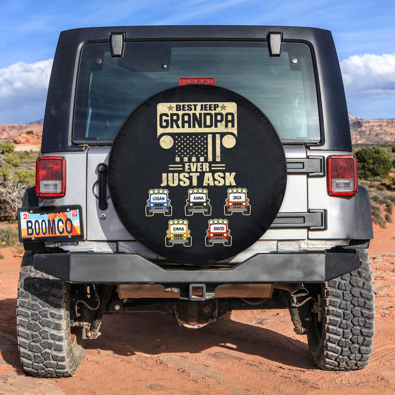 Custom Jeep Tire Cover With Camera Hole, Best Jeep Dad Ever Just Ask, Jeep Spare Tire Cover, Gift For Jeep Dad CTM Custom - Printyourwear