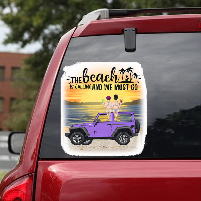 Personalized Jeep Decal The Beach Is Calling and We Must Go CTM 13x13cm Custom - Printyourwear