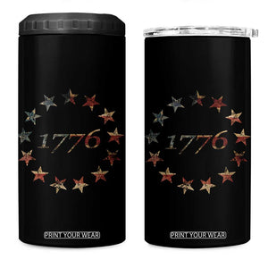 13 Star Flag Betsy Ross Distressed American Flag 1776 USA 4 in 1 Can Cooler Tumbler 4th Of July TS11 One Size: 16 oz Black Print Your Wear