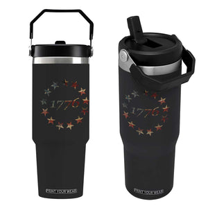 13 Star Flag Betsy Ross Distressed American Flag 1776 USA Flip Straw Tumbler 4th Of July TS11 One Size: 30 oz Black Print Your Wear