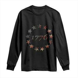 13 Star Flag Betsy Ross Distressed American Flag 1776 USA Long Sleeve Shirt 4th Of July TS11 Black Print Your Wear