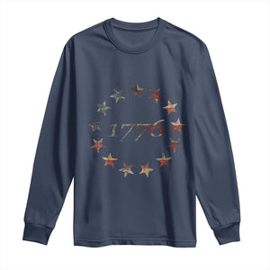 13 Star Flag Betsy Ross Distressed American Flag 1776 USA Long Sleeve Shirt 4th Of July TS11 Navy Print Your Wear