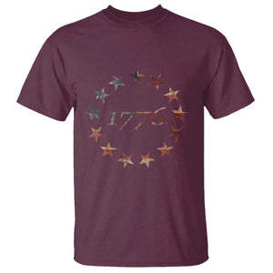 13 Star Flag Betsy Ross Distressed American Flag 1776 USA T Shirt 4th Of July TS11 Maroon Print Your Wear