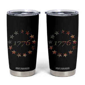 13 Star Flag Betsy Ross Distressed American Flag 1776 USA Tumbler Cup 4th Of July TS11 Black Print Your Wear