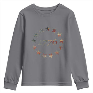13 Star Flag Betsy Ross Distressed American Flag 1776 USA Youth Sweatshirt 4th Of July TS11 Charcoal Print Your Wear