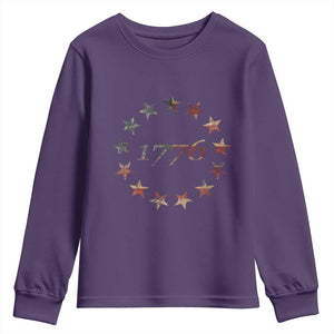 13 Star Flag Betsy Ross Distressed American Flag 1776 USA Youth Sweatshirt 4th Of July TS11 Purple Print Your Wear