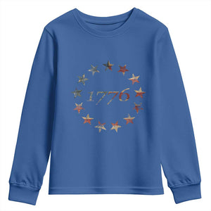 13 Star Flag Betsy Ross Distressed American Flag 1776 USA Youth Sweatshirt 4th Of July TS11 Royal Blue Print Your Wear