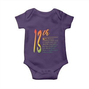13th Amendment of U.S. Constitution Baby Onesie Juneteenth Black History TS11 Purple Print Your Wear