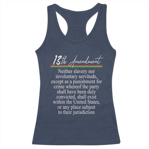13th Amendment of U.S. Constitution Racerback Tank Top Juneteenth 1865 Black History TS11 Navy Print Your Wear
