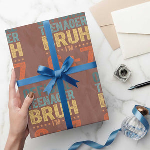 13th Birthday 67 Meme Wrapping Paper Roll Official Teenager Bruh I Am Six Seven Retro 13 Years Old TS11 Mocha Print Your Wear