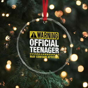 13th Birthday Crystal Glass Ornament Warning Official Teenager May Contain Attitude Funny 13 Years Old TS11 Print Your Wear
