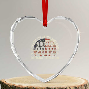 13th Birthday Heart Crystal Glass Ornament Vintage 2012 Official Teenager 13 Years Of Being Awesome American Flag - Print Your Wear
