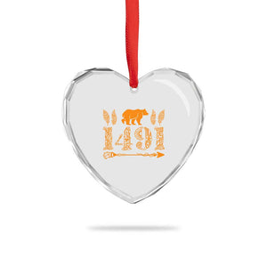 1491 Indigenous Peoples Day Heart Crystal Glass Ornament Proud Native American Pride