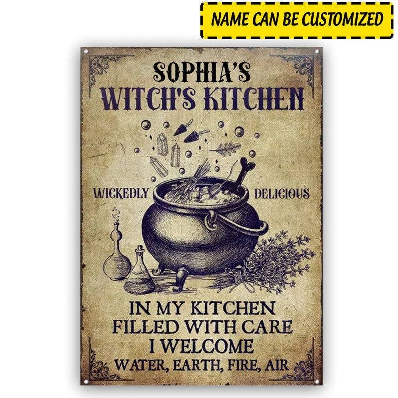 Halloween Personalized Metal Signs Witch Kitchen Water Earth Fire Air CTM One Size 24x18 inch (60.96x45.72 cm) Custom - Printyourwear