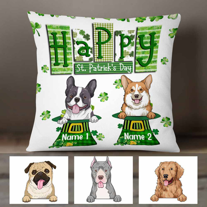 Personalized St Patricks Day Dog Pillow Cover Happy CTM One Size Custom - Printyourwear