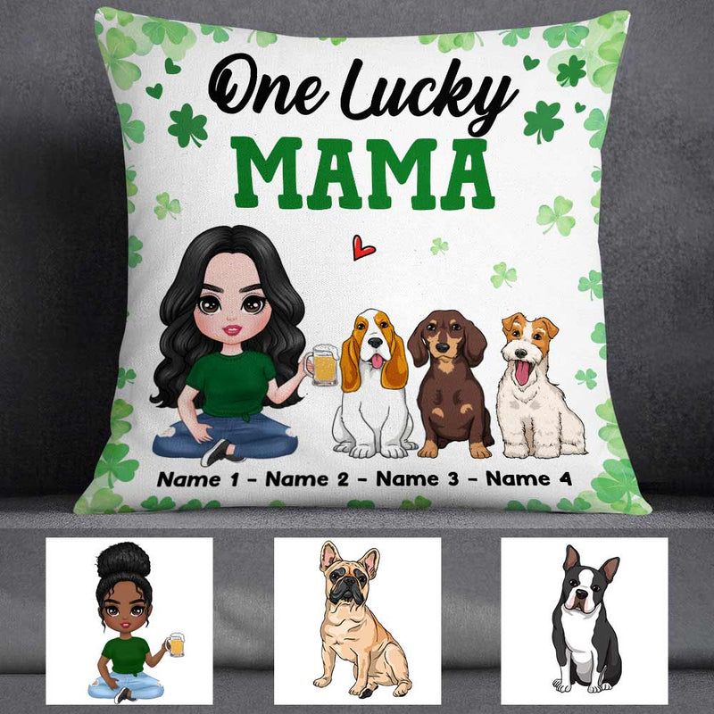 Personalized St Patricks Day Dog Pillow Cover One Lucky Mama CTM One Size Custom - Printyourwear