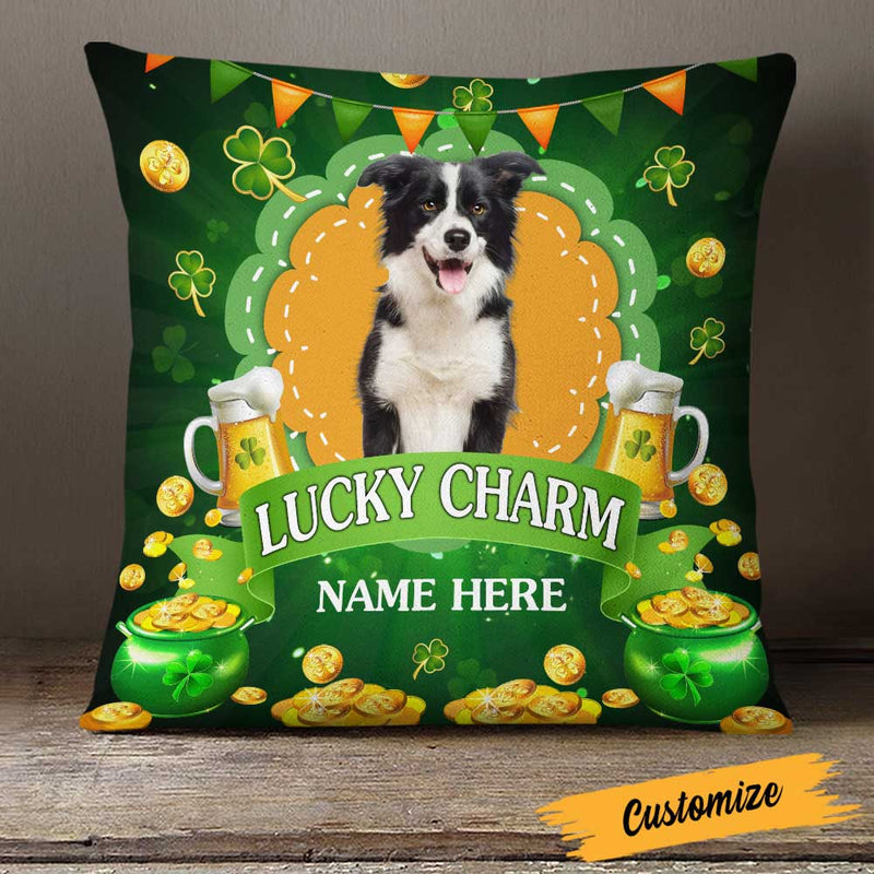 Personalized St Patricks Day Upload Image Dog Photo Pillow Cover CTM One Size Custom - Printyourwear