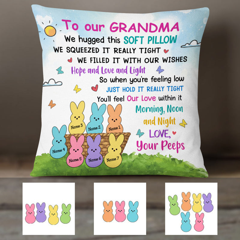 Easter Personalized Easter Grandma Peeps Pillow Cover To Our Grandma CTM One Size Custom - Printyourwear