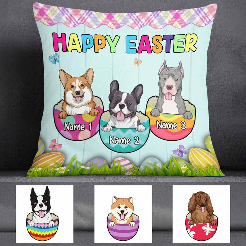 Easter Personalized Happy Easter Dog Mom, Dog Dad Pillow Cover CTM One Size Custom - Printyourwear