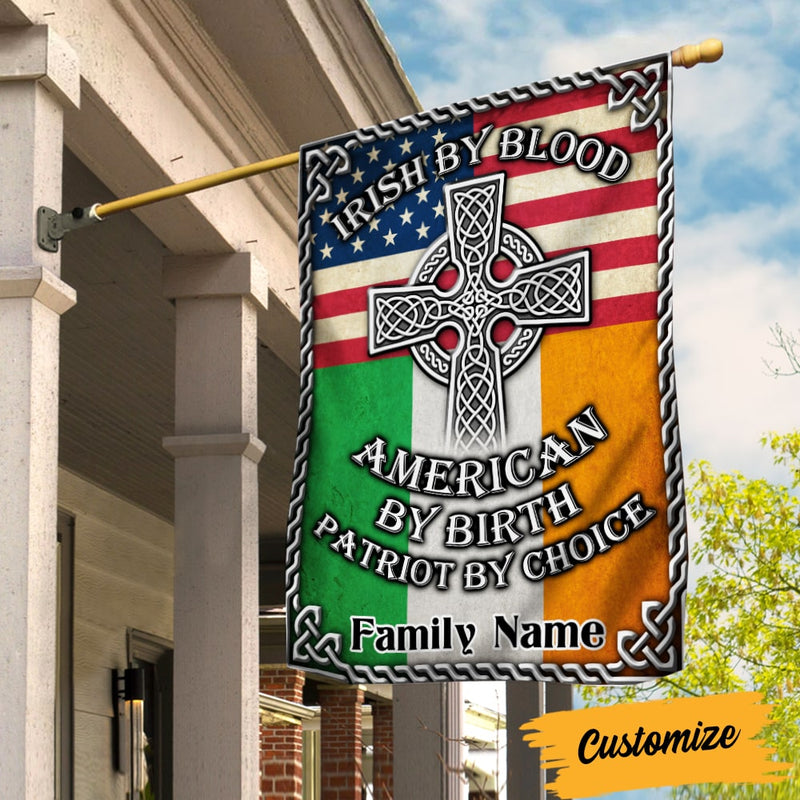 Personalized St Patricks Day Proud Irish American Flag Irish By Blood American By Birth CTM One Size Custom - Printyourwear
