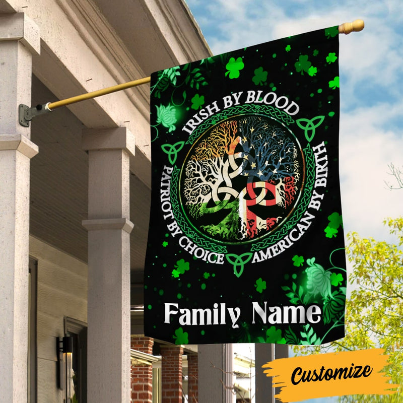 Personalized St Patricks Day Proud Irish Flag American Flag Tree Of Life With Celtic Knot NO.2 CTM One Size Custom - Printyourwear