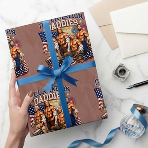 1776 America Declaration Daddies Patriotic Wrapping Paper Roll Funny Buff Founding Fathers Muscular Patriots