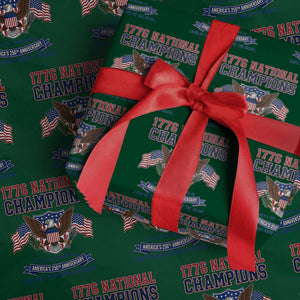 1776 National Champions 250th Anniversary USA Wrapping Paper Roll Land Of The Free Home Of The Brave