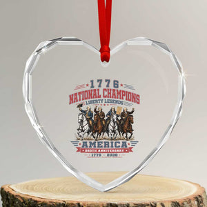 1776 National Champions Liberty Legends Vintage Heart Crystal Glass Ornament Horseback Founding Fathers America 250th Anniversary