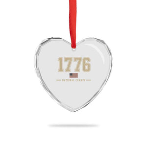 1776 National Champs 250th Anniversary USA 4th of July Heart Crystal Glass Ornament