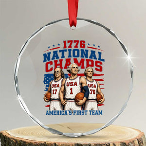 1776 National Champs Crystal Glass Ornament Patriotic Founding Fathers Basketball Undefeated America TS14 Transparent Glass 3'' Circle Print Your Wear