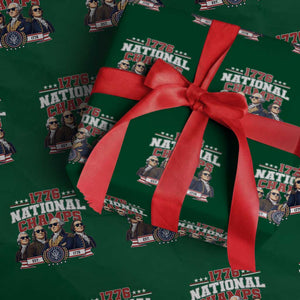 1776 National Champs Est 1776 Vintage Seal Wrapping Paper Roll Funny Cool Sunglasses Presidents and Founding Fathers Sports Style Patriotic