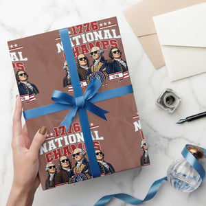 1776 National Champs Est 1776 Vintage Seal Wrapping Paper Roll Funny Cool Sunglasses Presidents and Founding Fathers Sports Style Patriotic