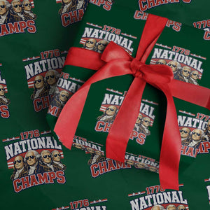 1776 National Champs Founding Fathers Graphic Wrapping Paper Roll Funny George Washington and Presidents Sunglasses Sports Style Patriotic